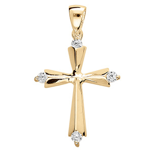 Pendentif en vermeil croix avec oxydes blancs sertis - dim 20 mm x 15 mm