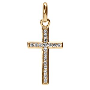 Pendentif  en vermeil croix avec oxydes blancs sertis grand mod�le