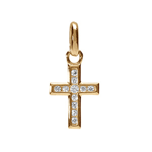 Pendentif  en vermeil croix avec oxydes blancs sertis petit mod�le