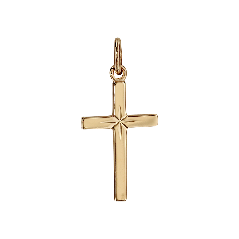 Pendentif en vermeil croix diamant�e etoile 22mm dim 20x12 mm - Vue 1