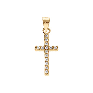 Pendentif en vermeil croix d(oxydes blancs - 17x0,7mm