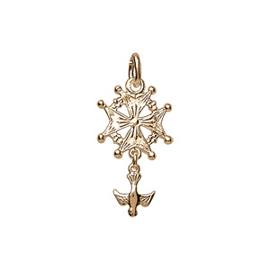 Pendentif en vermeil croix huguenote - Vue 1