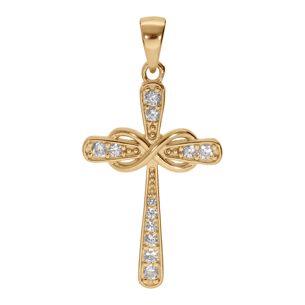 Pendentif en vermeil croix oxydes avec infini - 24x17mm - Vue 1