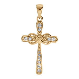 Pendentif en vermeil croix oxydes avec infini - 24x17mm