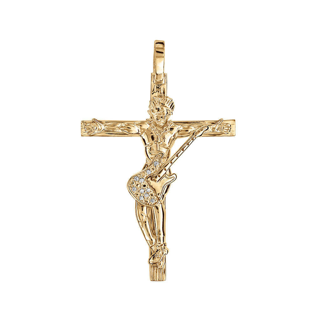 Pendentif en vermeil croix rock - longueur 33mm - Vue 1