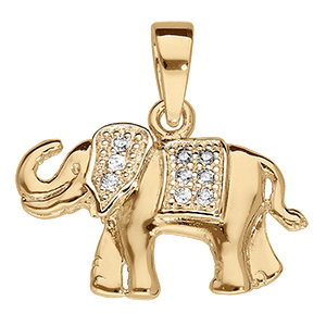 Pendentif en vermeil elephant avec oxydes blancs sertis
