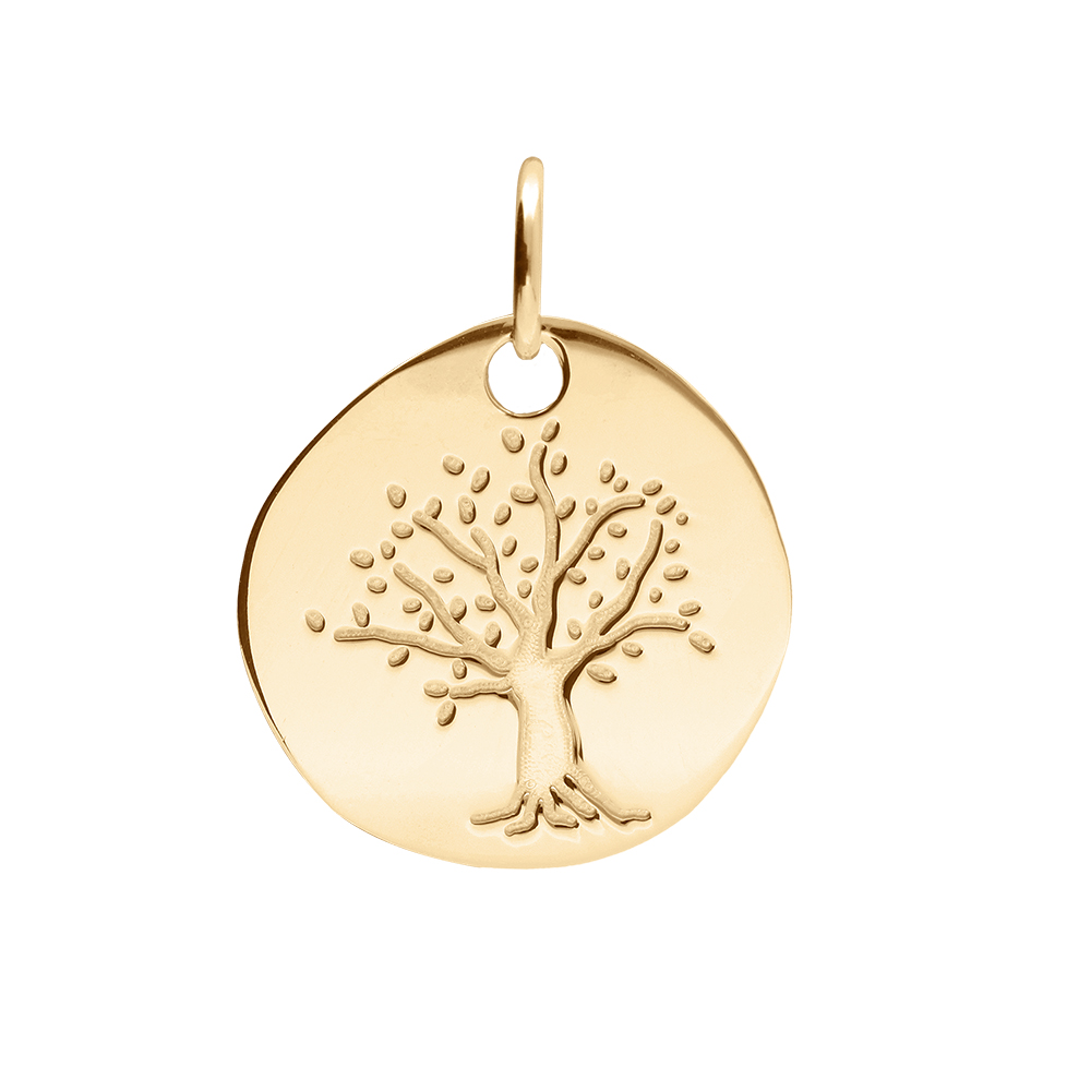 Pendentif en vermeil galet arbre de vie - Vue 1