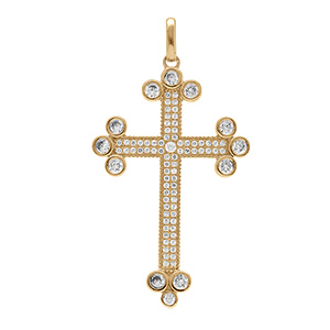 Pendentif en vermeil grande croix avec oxydes blancs - 33 x 23mm