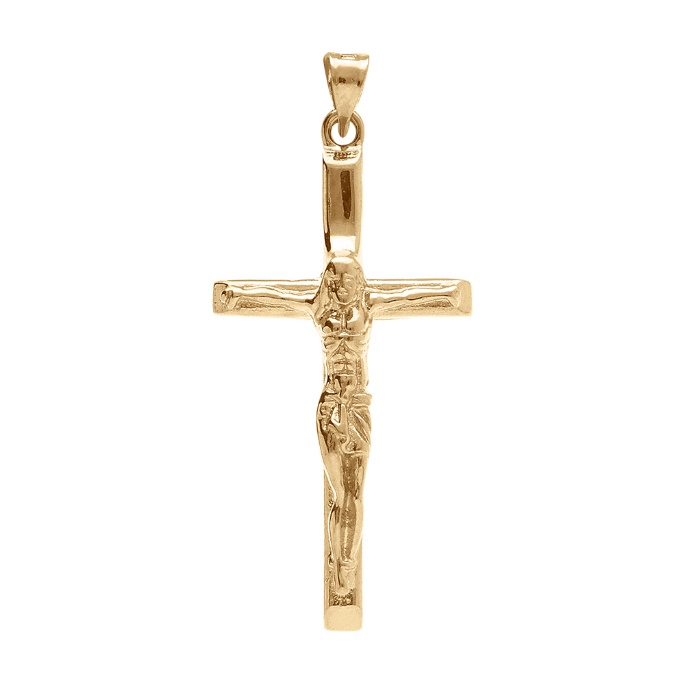 Pendentif en vermeil J�sus Christ sur croix - 30mm x 15mm - Vue 1