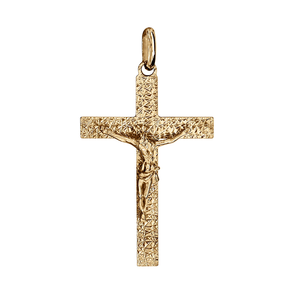 Pendentif en vermeil J�sus Christ sur croix diamant� - grand mod�le - Vue 1