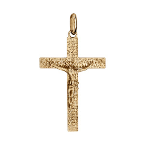 Pendentif en vermeil J�sus Christ sur croix diamant� - grand mod�le