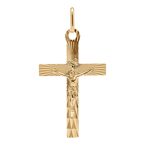 Pendentif en vermeil J�sus Christ sur croix diamant�e  - 34mm x 20mm