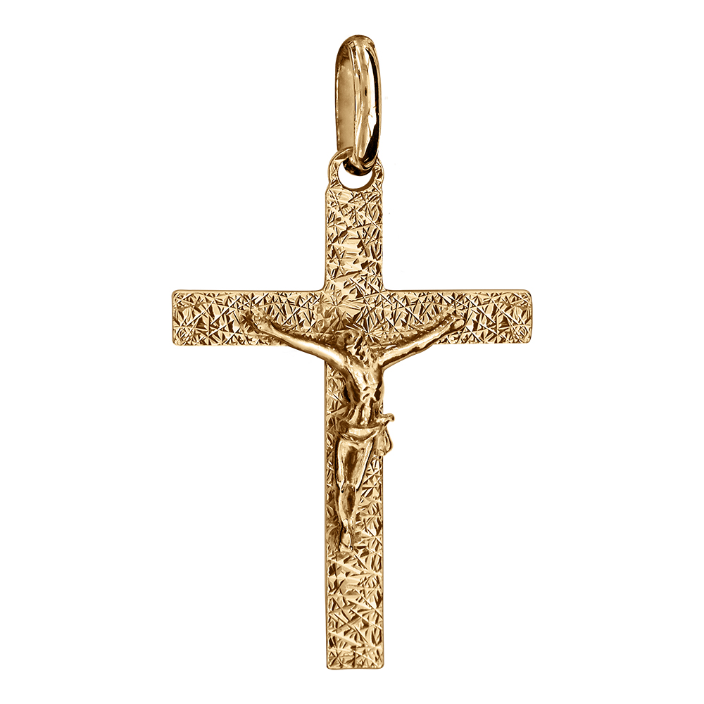 Pendentif en vermeil J�sus Christ sur croix diamant�e - moyen mod�le - Vue 1