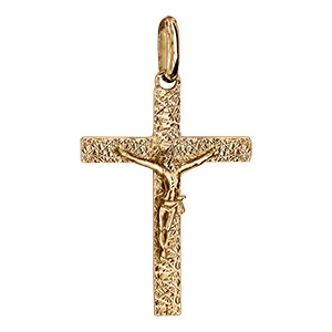 Pendentif en vermeil J�sus Christ sur croix diamant�e - moyen mod�le