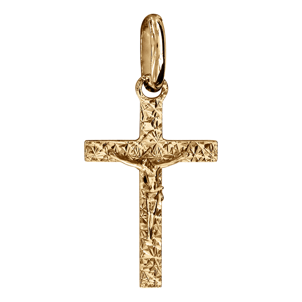 Pendentif en vermeil J�sus Christ sur croix  diamant�e - petit mod�le - Vue 1