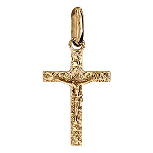 Pendentif en vermeil J�sus Christ sur croix  diamant�e - petit mod�le