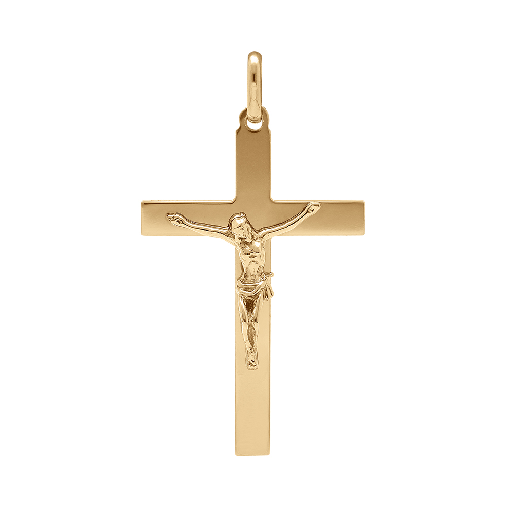 Pendentif en vermeil J�sus Christ sur croix - grand mod�le - Vue 1