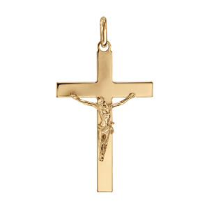 Pendentif en vermeil Jésus sur croix - grand modèle - Vue 1