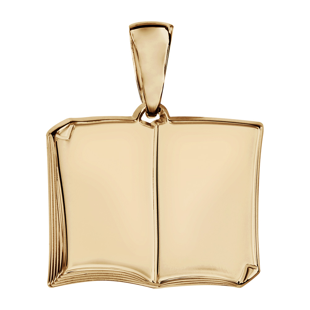 Pendentif en vermeil livre ouvert � graver grand mod�le - plaque prestige - Vue 1