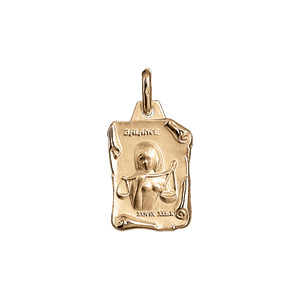Pendentif en vermeil massif brillant et sable grand parchemin balance - Vue 1