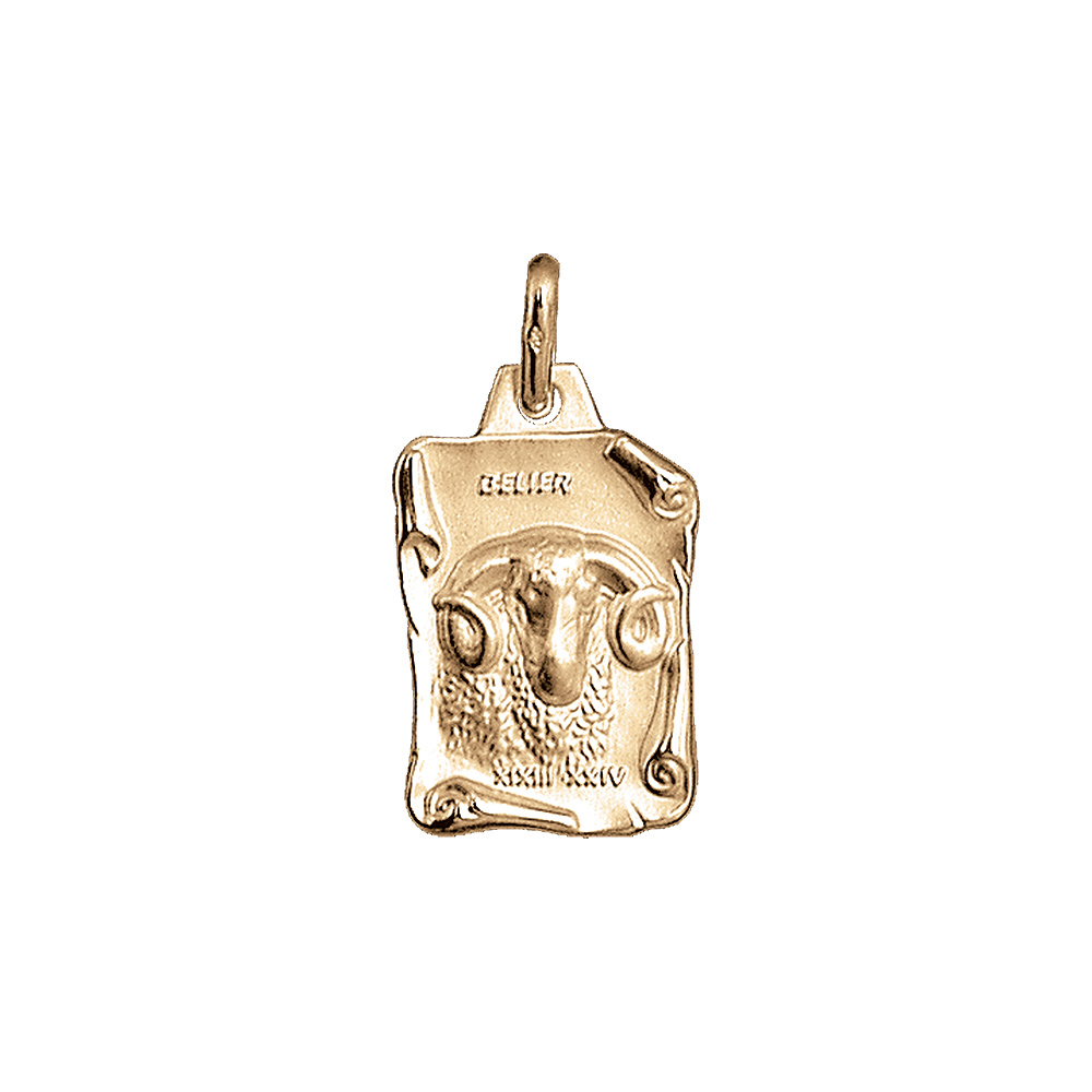 Pendentif en vermeil massif brillant et sable grand parchemin b�lier - Vue 1
