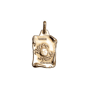 Pendentif en vermeil massif brillant et sable grand parchemin cancer - Vue 1