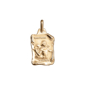Pendentif en vermeil massif brillant et sable grand parchemin sagittaire - Vue 1