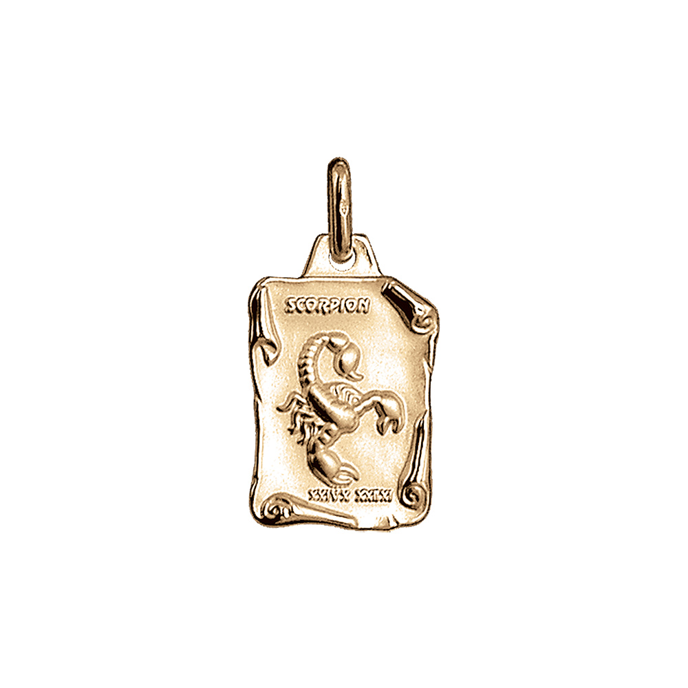 Pendentif en vermeil massif brillant et sable grand parchemin scorpion - Vue 1