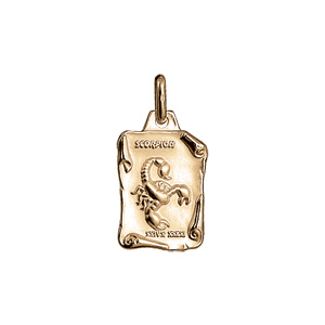 Pendentif en vermeil massif brillant et sable grand parchemin scorpion - Vue 1