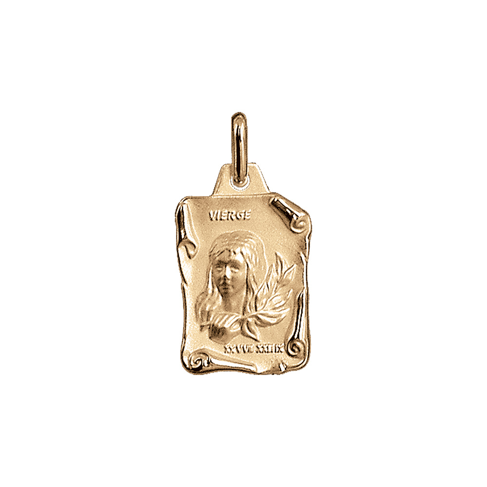 Pendentif en vermeil massif brillant et sable grand parchemin vierge - Vue 1