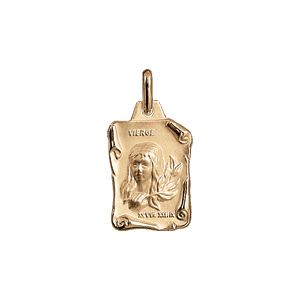 Pendentif en vermeil massif brillant et sable grand parchemin vierge - Vue 1