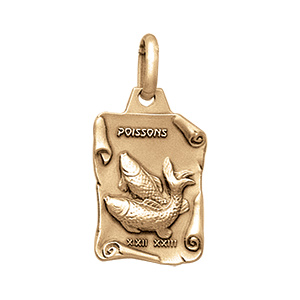 Pendentif en vermeil massif grand vieilli parchemin poisson
