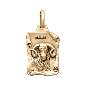 Pendentif en vermeil massif vieilli grand parchemin b�lier