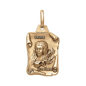 Pendentif en vermeil massif vieilli grand parchemin vierge