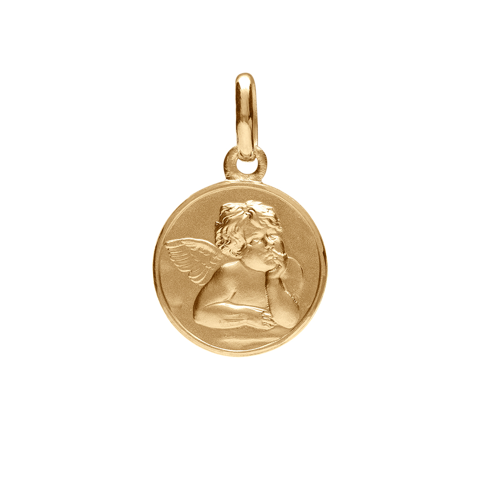 Pendentif en vermeil mdaille Ange 12mm - Vue 1