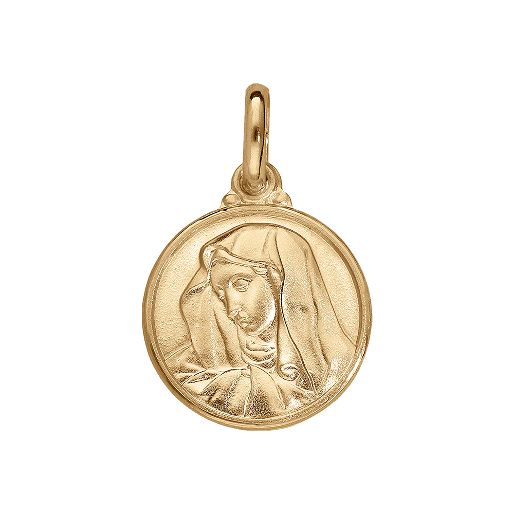Pendentif en vermeil m�daille vierge 14mm - Vue 1