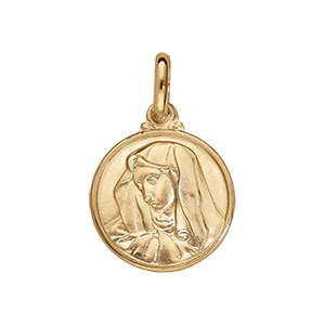 Pendentif en vermeil médaille vierge 14mm - Vue 1
