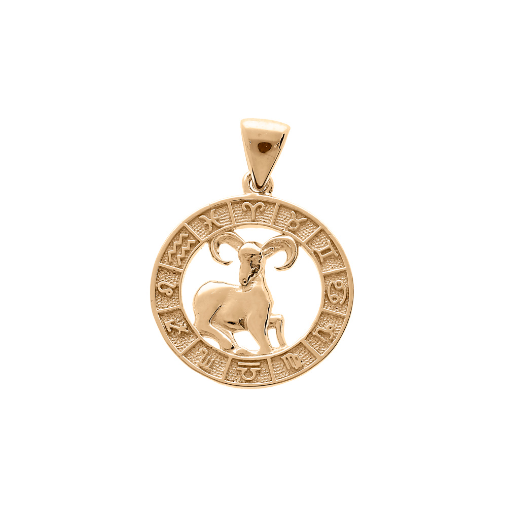 Pendentif en vermeil m�daille zodiaque B�lier - Vue 1