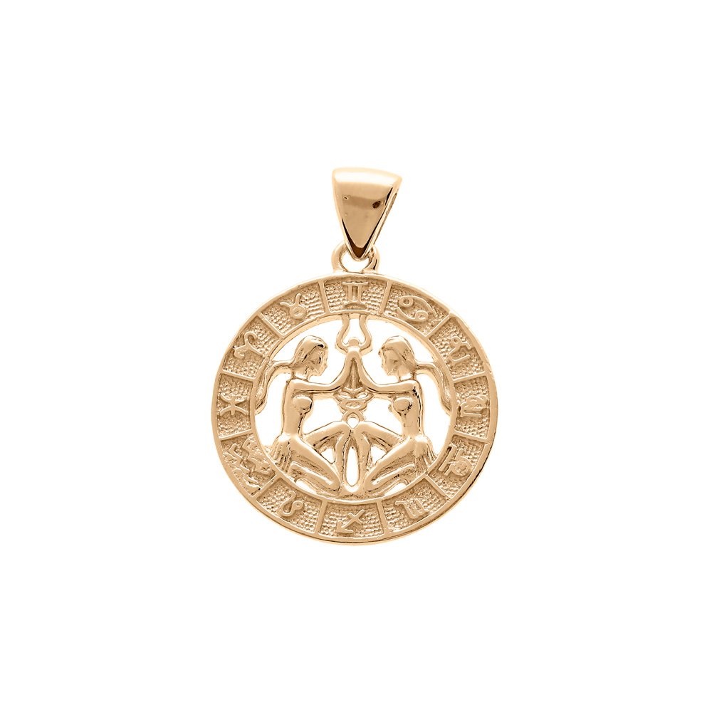 Pendentif en vermeil mdaille zodiaque Gmeaux - Vue 1