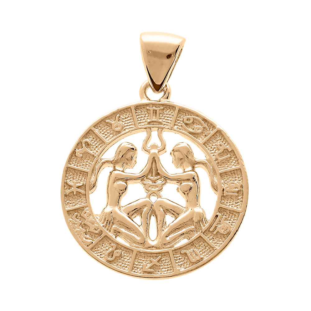Pendentif Gémeaux En Argent Massif & Vermeil - Signe Astrologique, Occasion