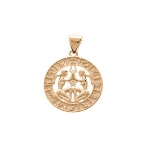 Pendentif en vermeil mdaille zodiaque Gmeaux - Vue 1