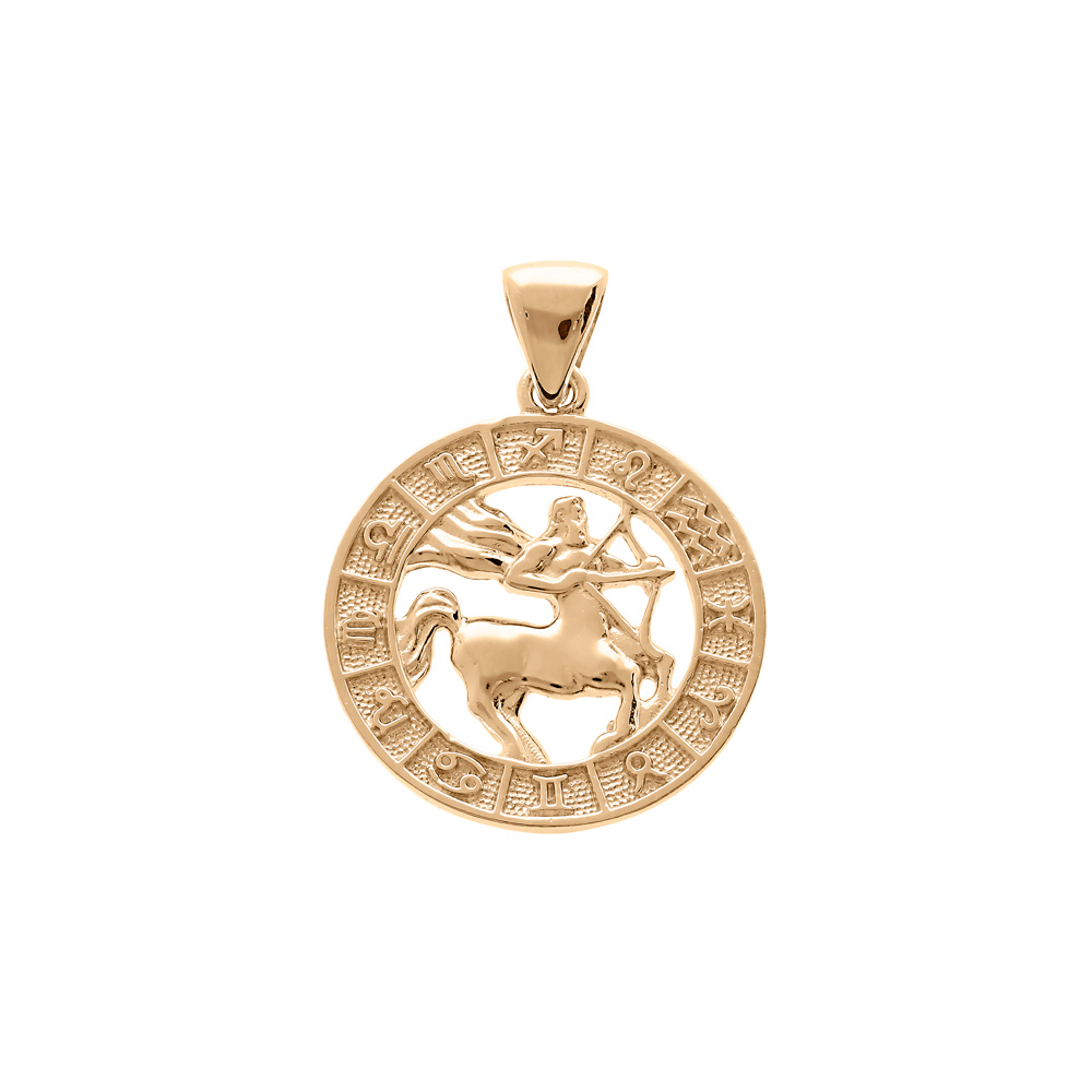 Pendentif en vermeil m�daille zodiaque Sagittaire - Vue 1