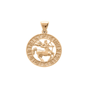 Pendentif en vermeil mdaille zodiaque Sagittaire - Vue 1