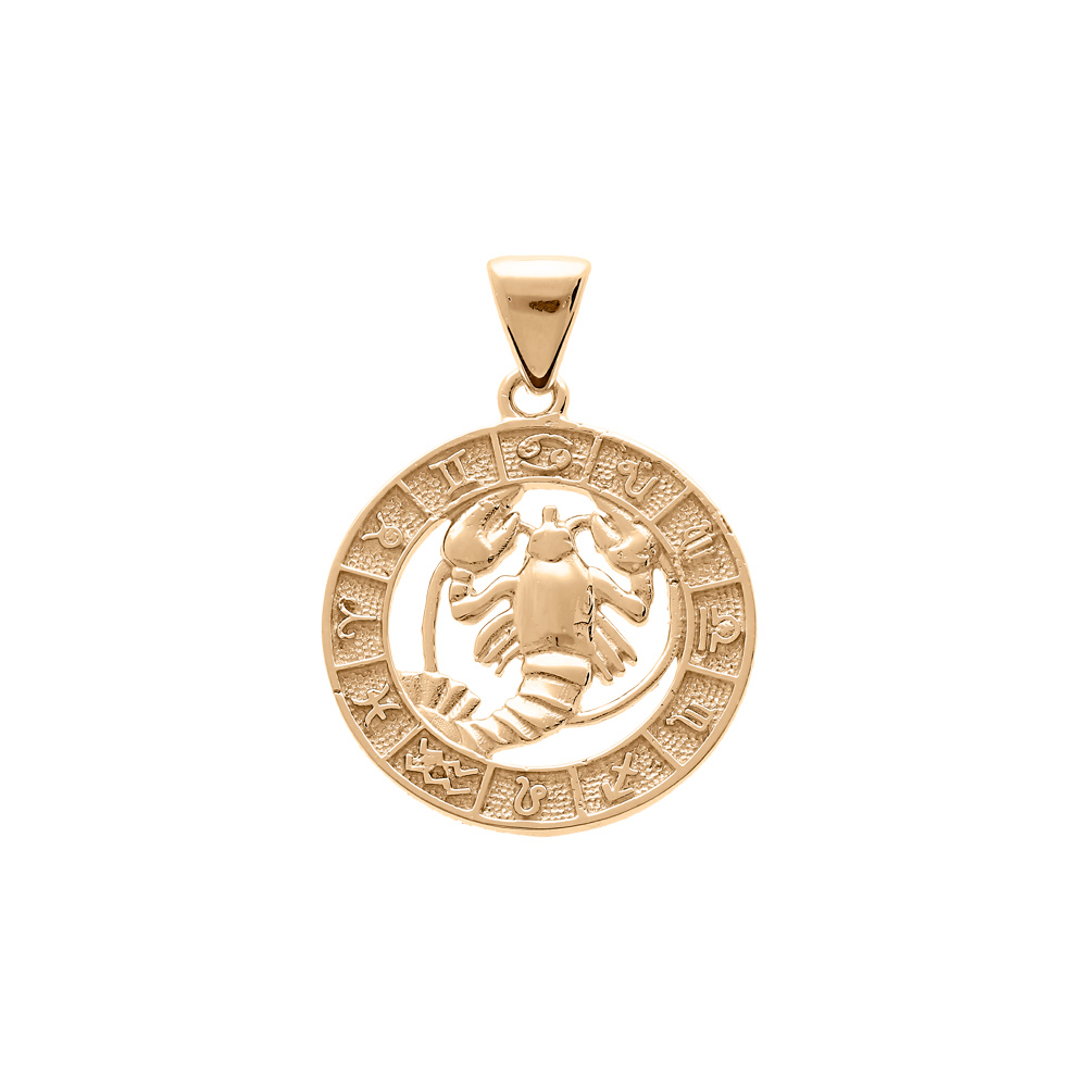 Pendentif en vermeil m�daille zodiaqueCancer - Vue 1