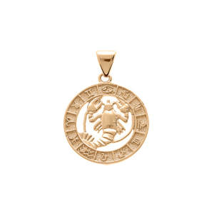 Pendentif en vermeil mdaille zodiaqueCancer - Vue 1