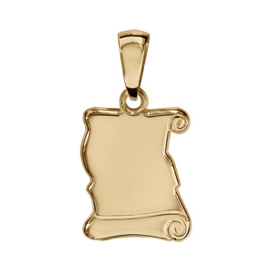 Pendentif en vermeil parchemin  graver moyen modle - plaque prestige - Vue 1