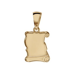 Pendentif en vermeil parchemin  graver petit modle - plaque prestige - Vue 1