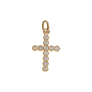 Pendentif en vermeil petite croix avec oxydes blancs 15 x 16mm - Vue 1