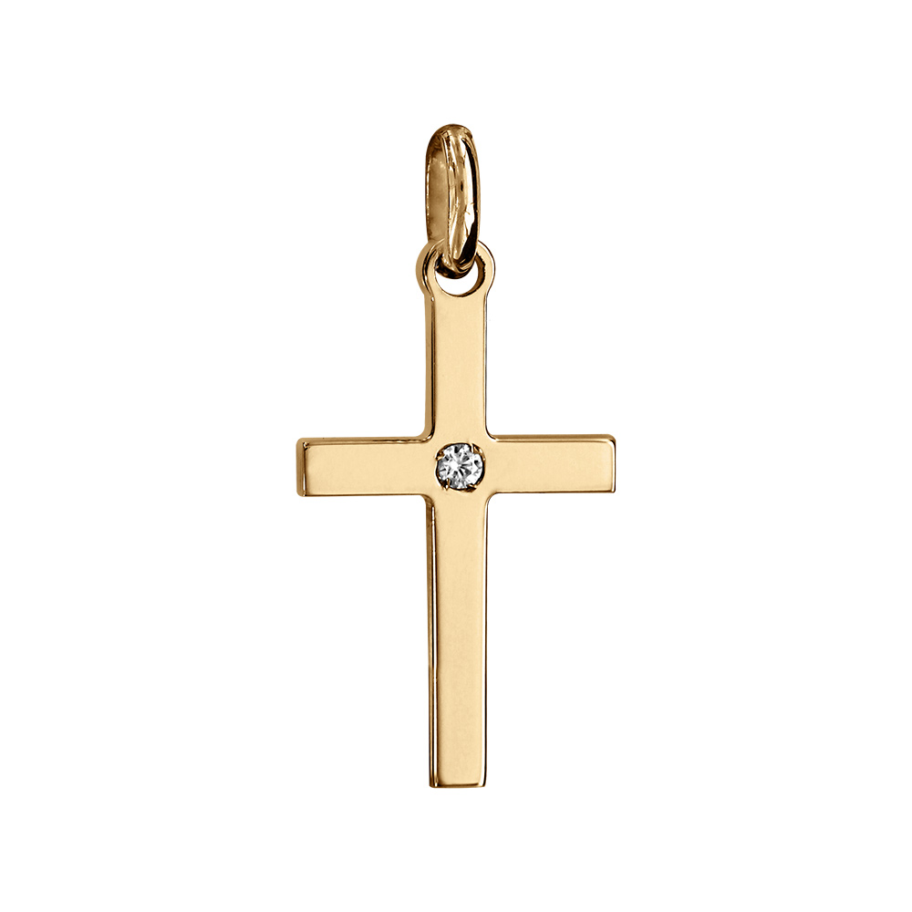 Pendentif en vermeil petite croix avec un oxyde blanc serti - Vue 1