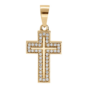 Pendentif en vermeil platin croix avec oxydes blancs - 17 x 16mm - Vue 1